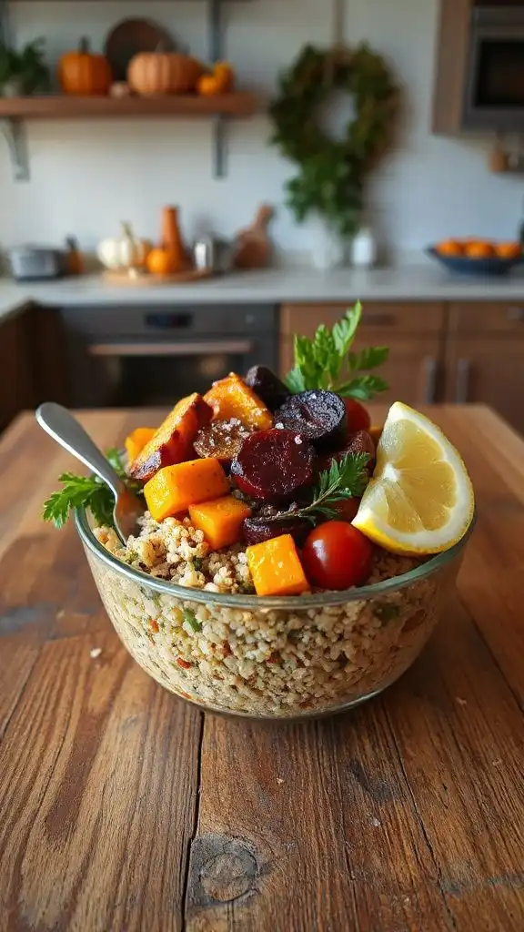 nourishing roasted vegetable quinoa