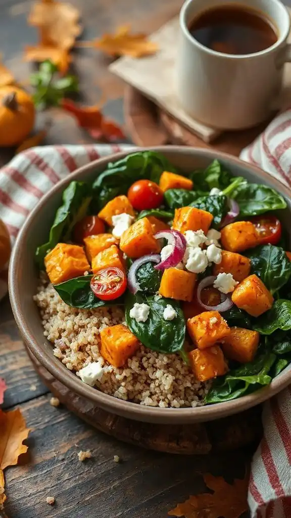 nourishing spinach sweet potato bowl
