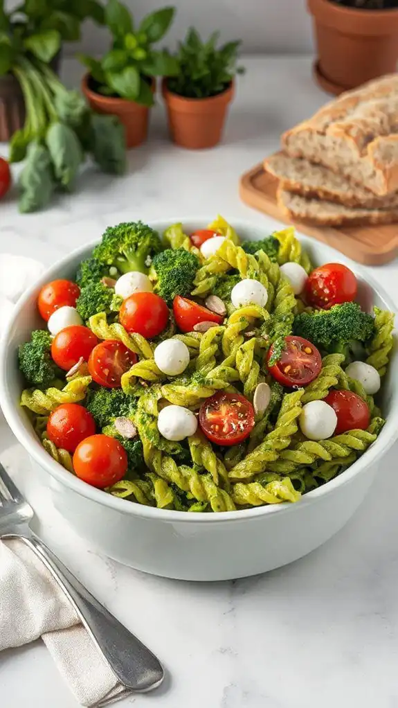 nutritious broccoli pesto salad