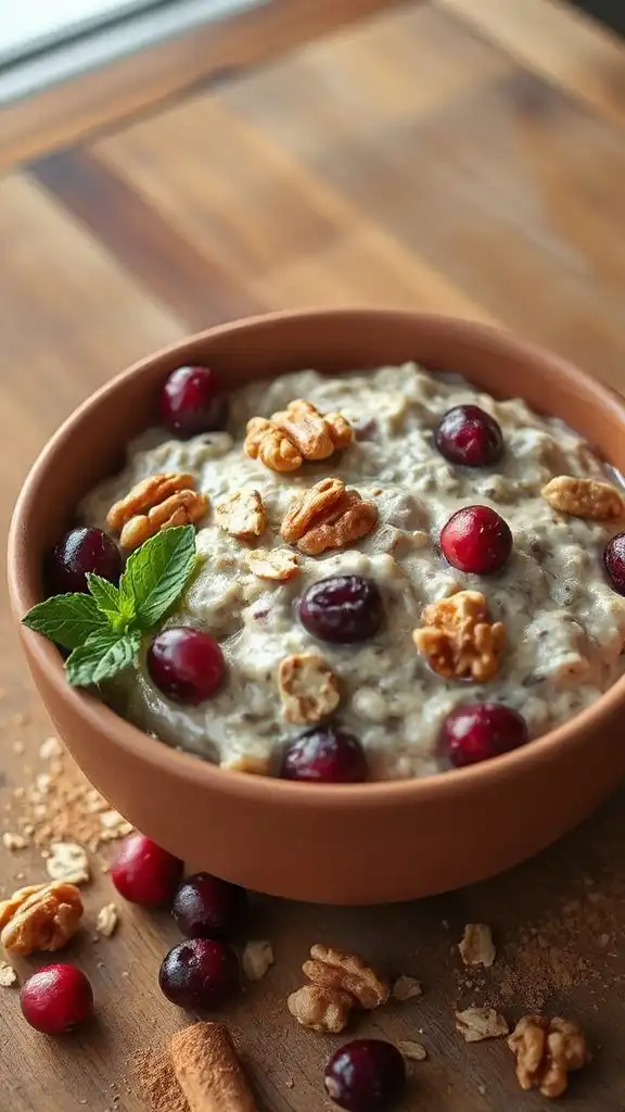 nutritious cranberry walnut oatmeal bowl