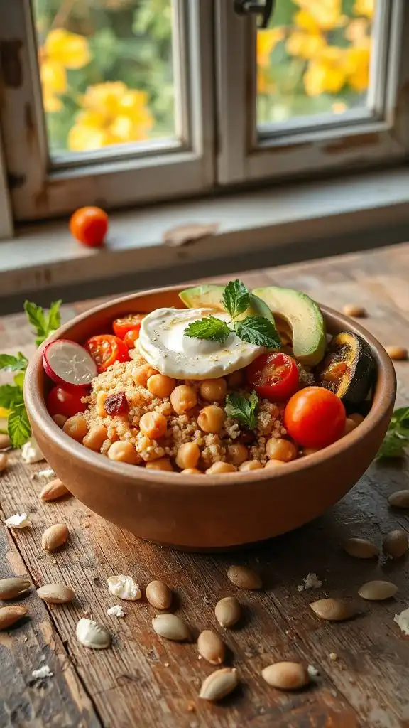 nutritious mediterranean quinoa bowl