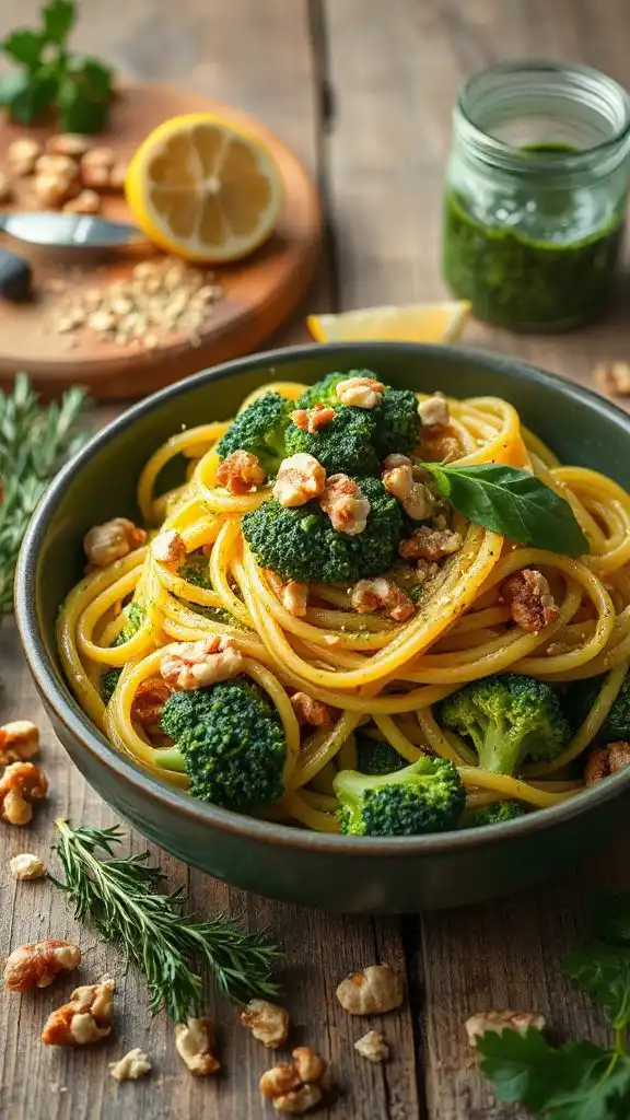 nutritious pasta with pesto