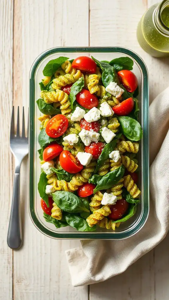 nutritious pesto pasta salad