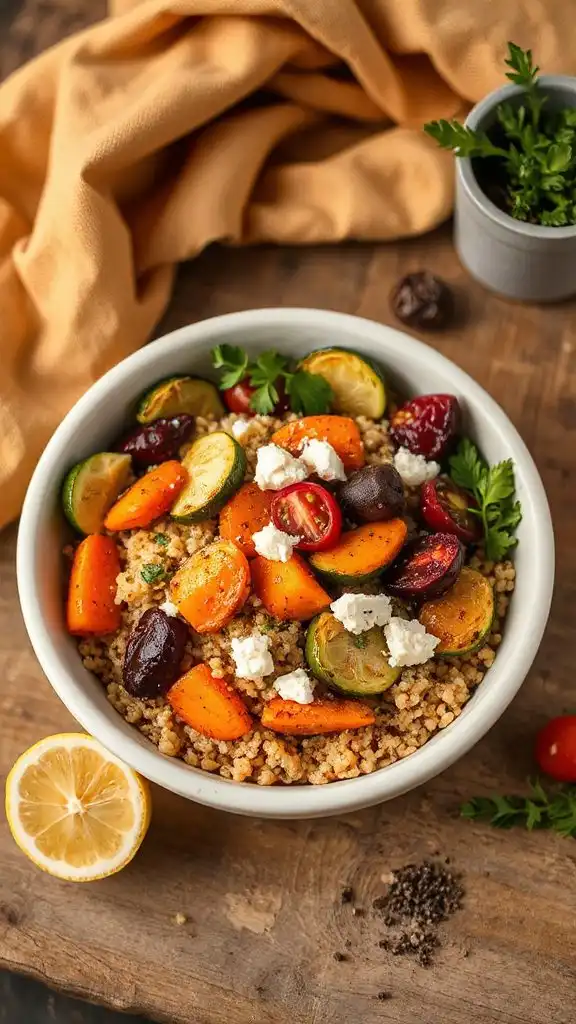 nutritious roasted quinoa bowl