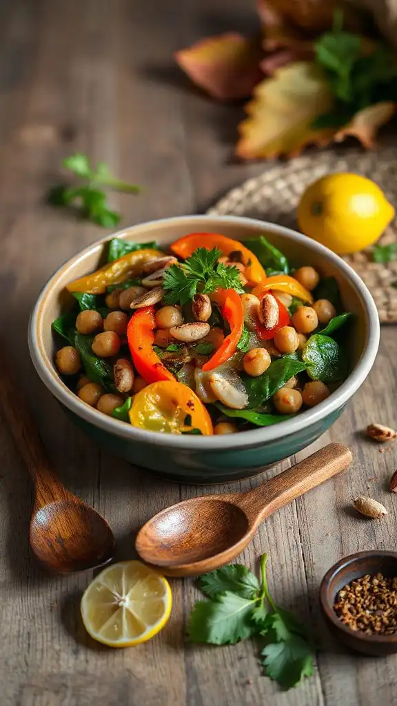 nutritious spinach chickpea stir fry