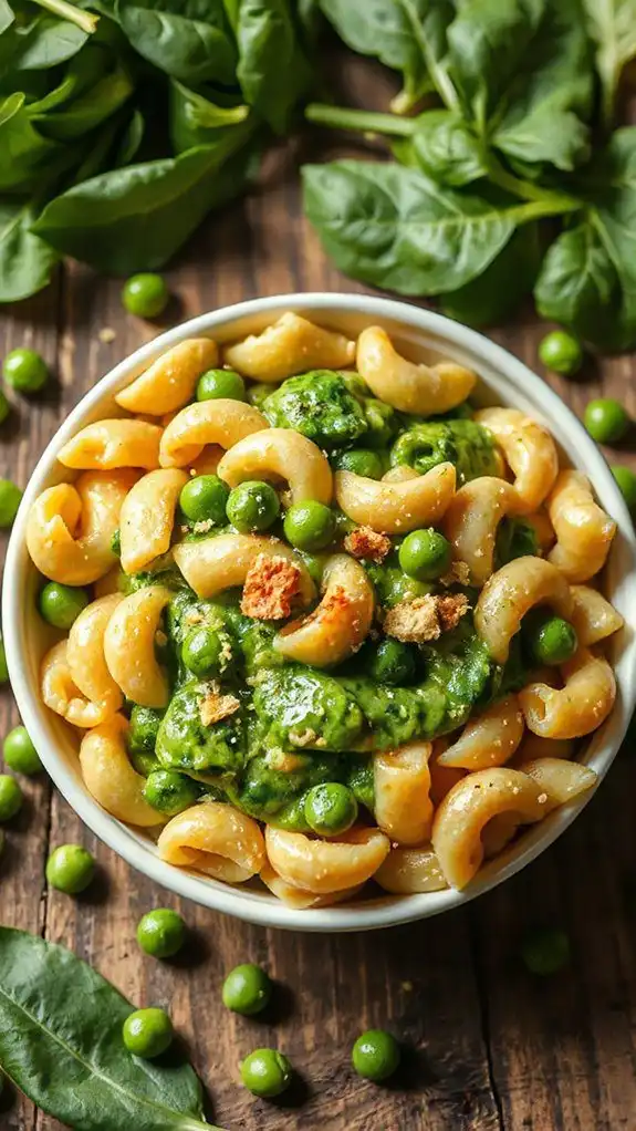 nutritious spinach pea macaroni