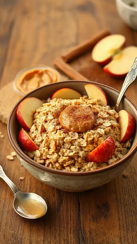 nutty apple cinnamon oatmeal breakfast