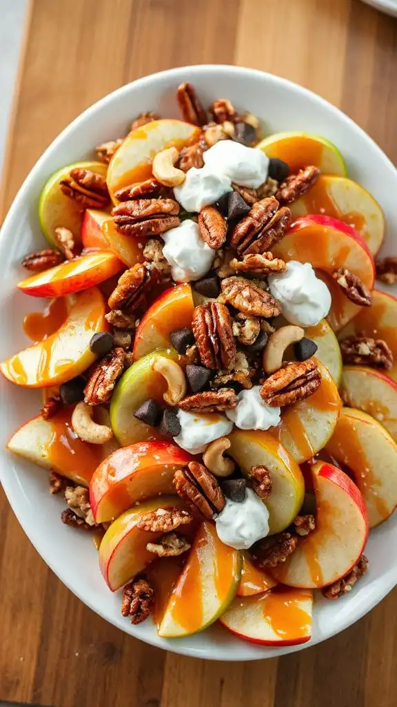 nutty caramel apple nachos