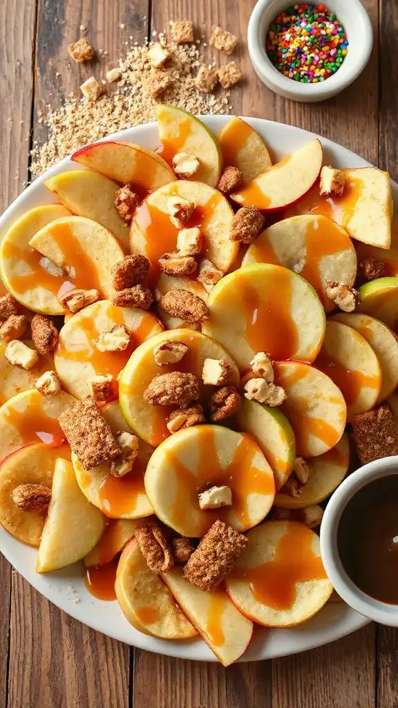 nutty caramel apple nachos