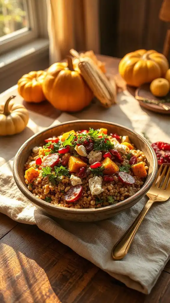 nutty farro with roasted vegetables