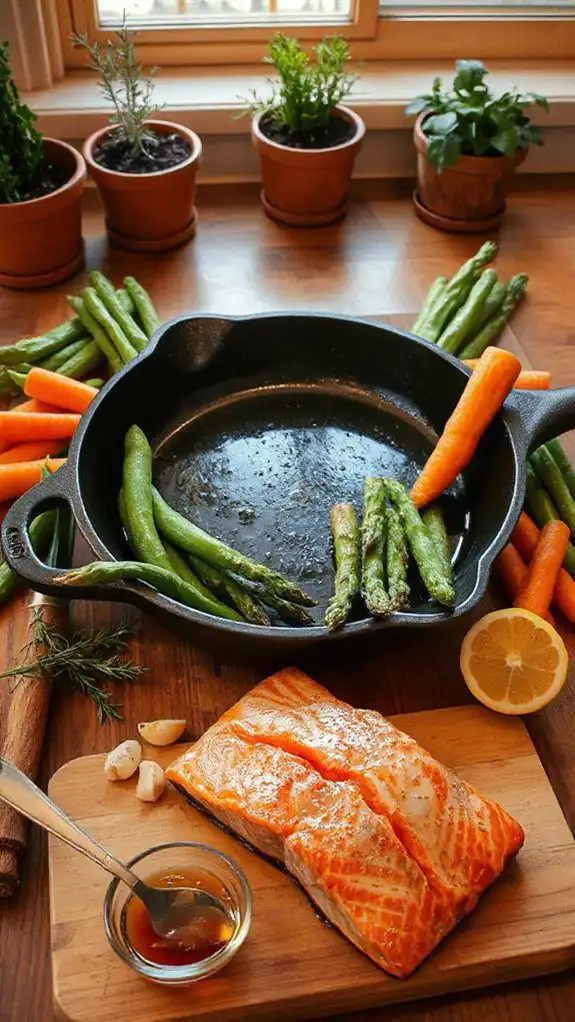 one pan salmon and veggies one pan salmon and veggies