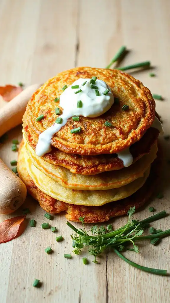parsnip pancakes with chive sour cream