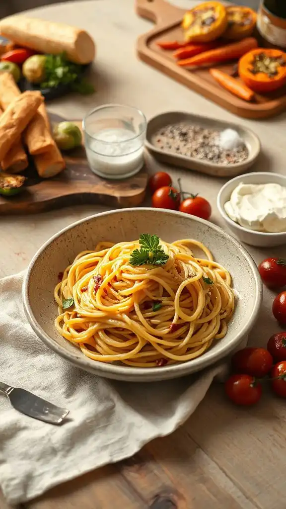 pasta with garlic and vegetables