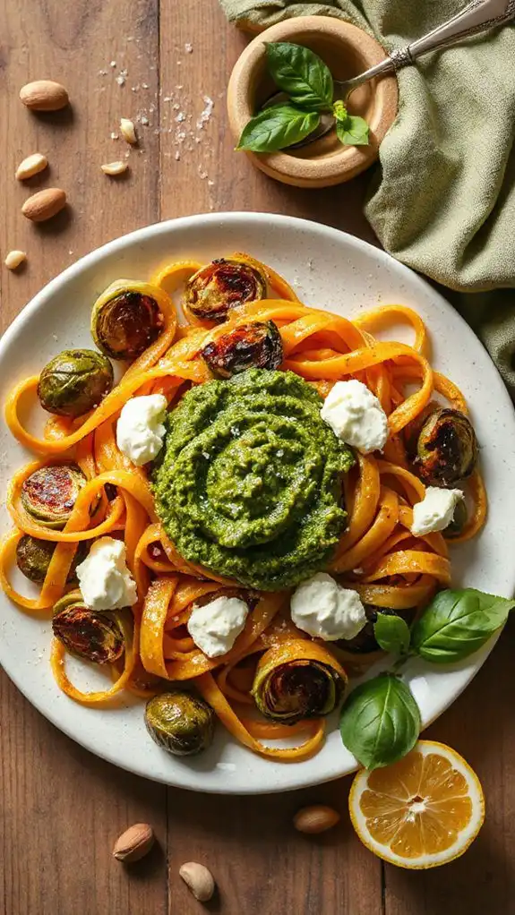 pasta with roasted brussels sprouts