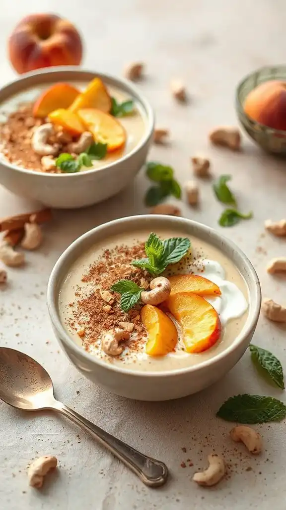 peachy cashew cinnamon smoothie bowl