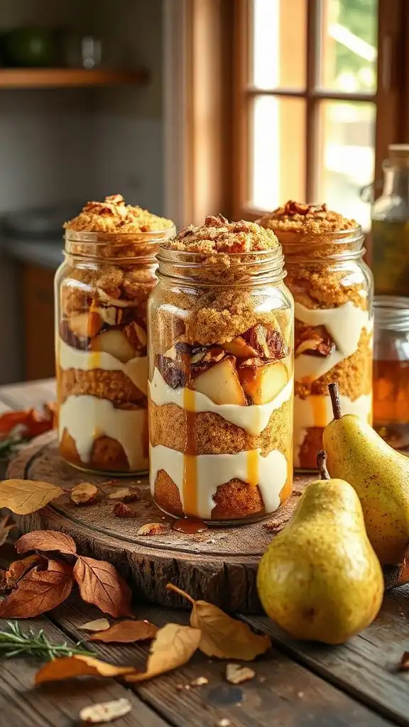 pear almond cake jars