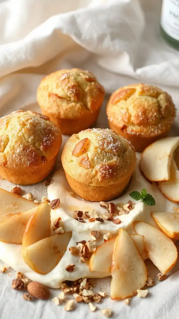 pear almond rosewater muffins