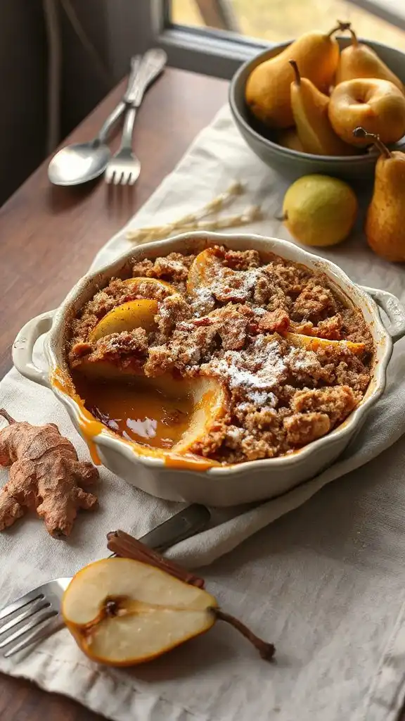 pear and ginger crumble dessert