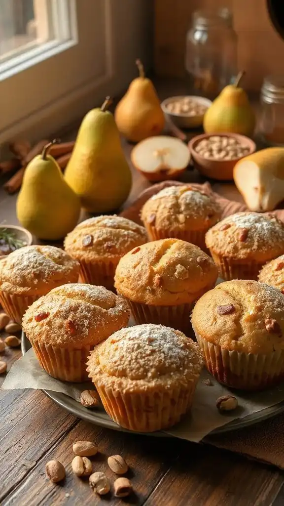 pear and hazelnut muffins