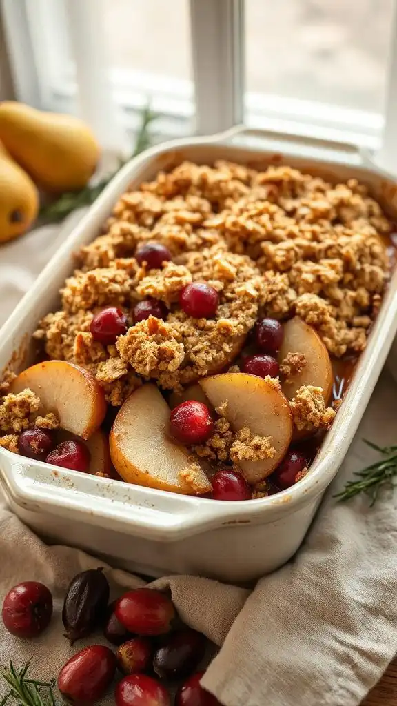 pear cranberry crumble dessert