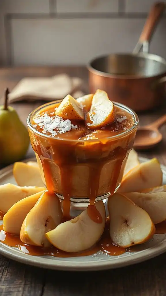 pears coated in caramel