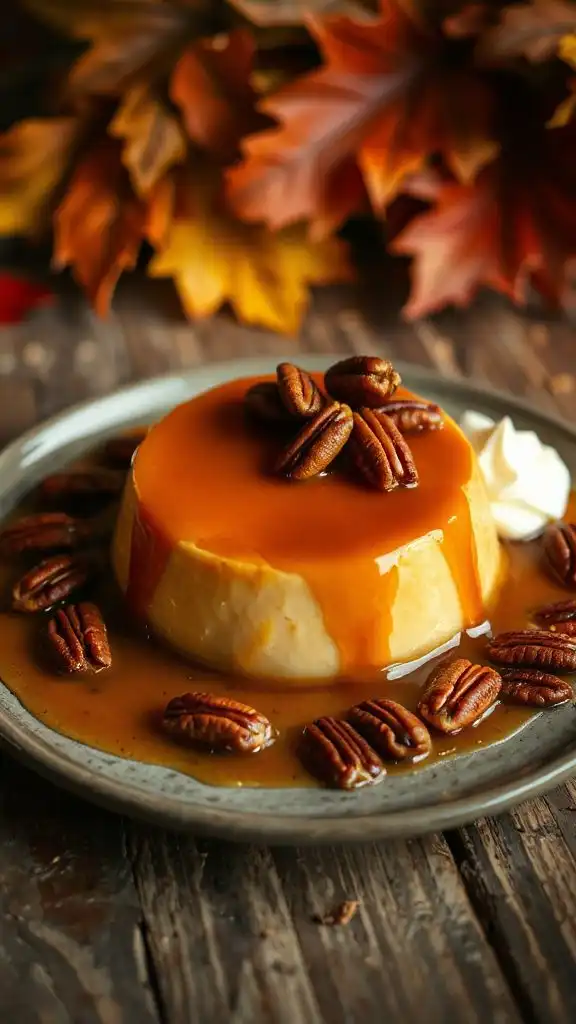 pecan caramel flan dessert