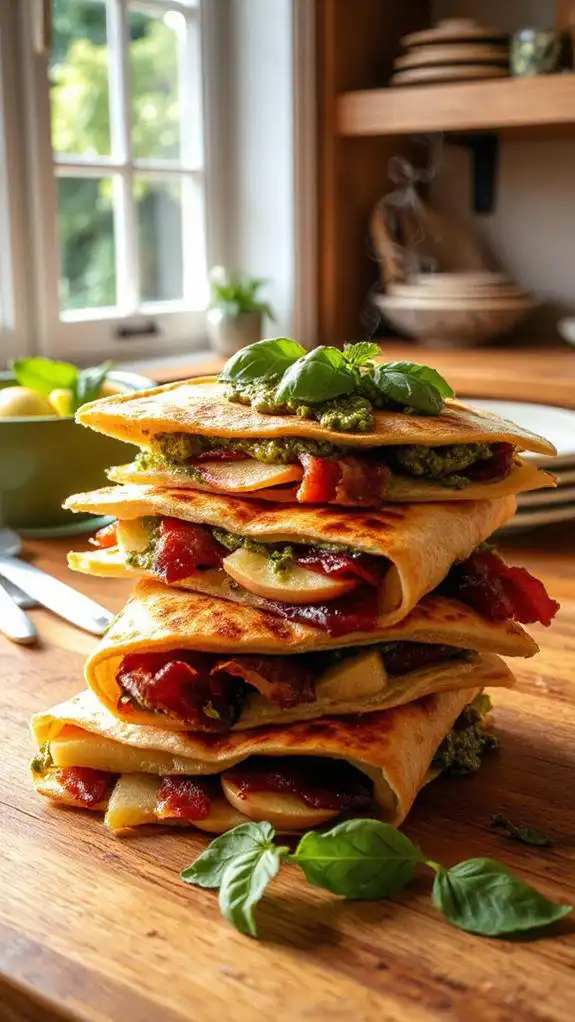 pesto apple bacon quesadilla