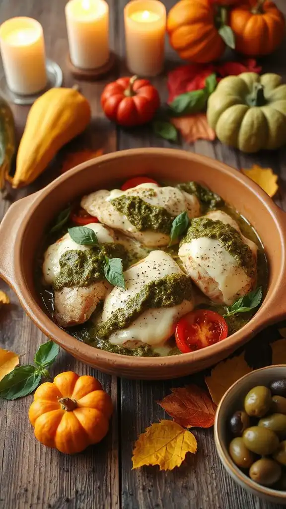 pesto chicken caprese bake
