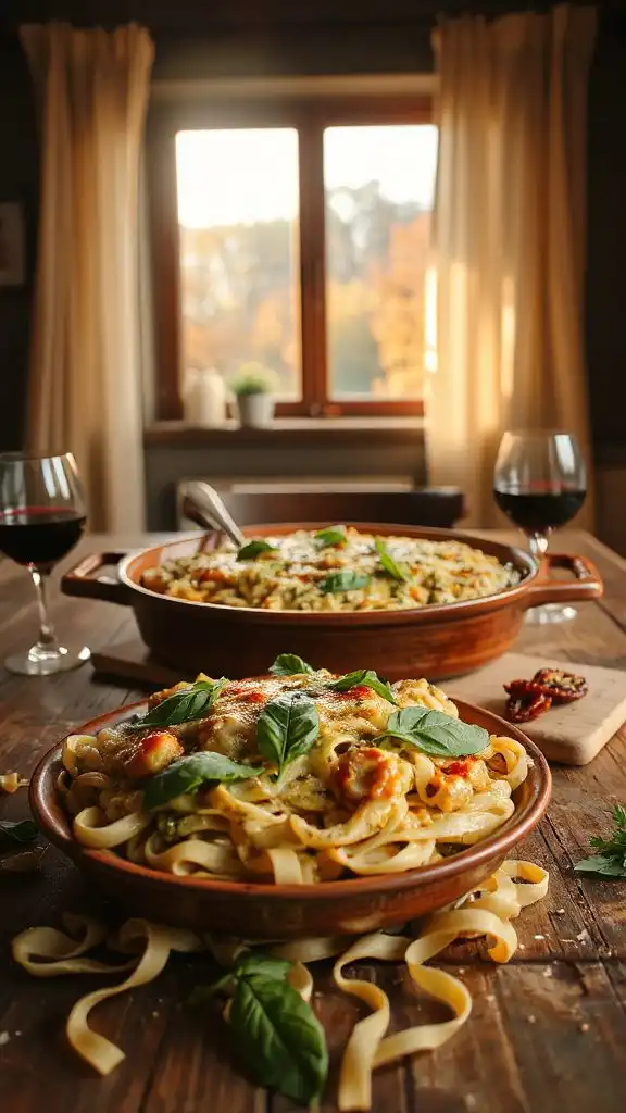 pesto chicken pasta casserole