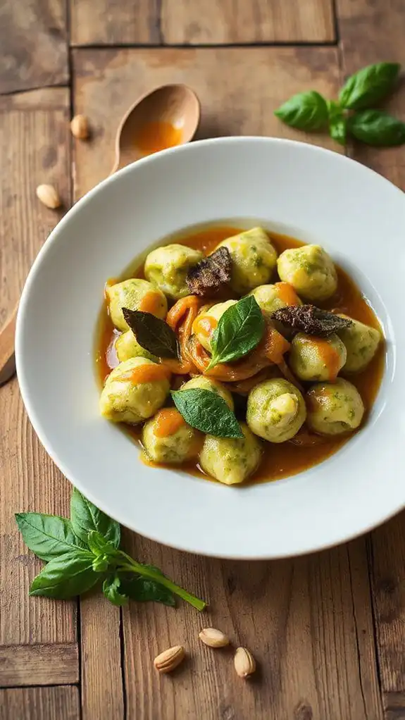 pesto gnocchi with brown butter