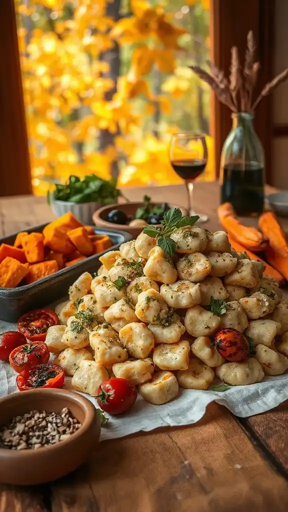 pesto gnocchi with roasted vegetables