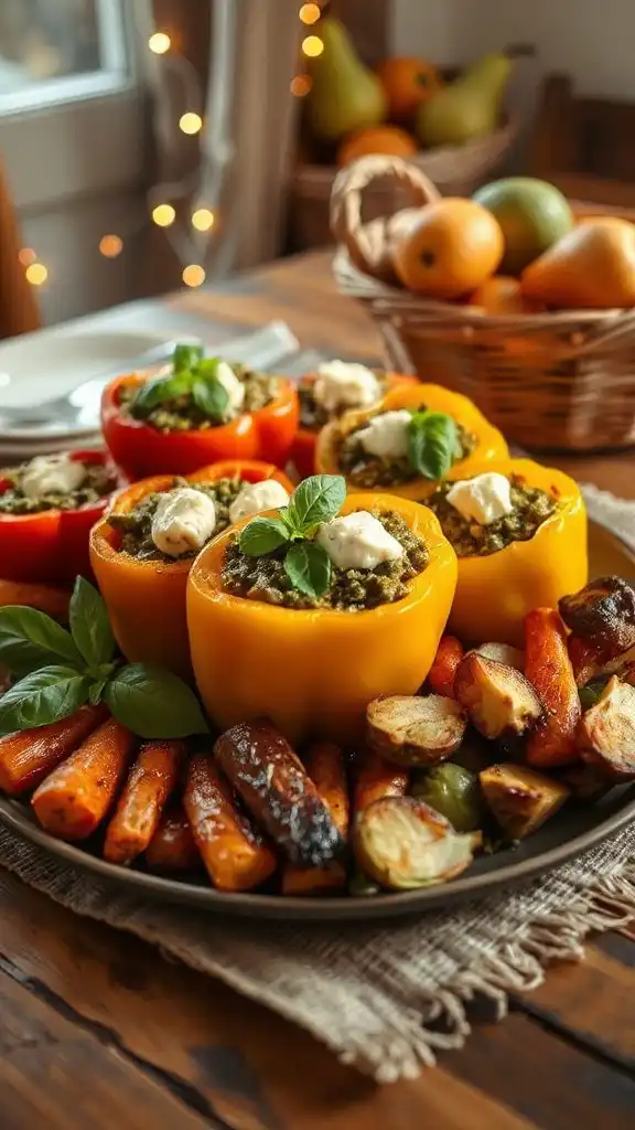 pesto mozzarella stuffed peppers