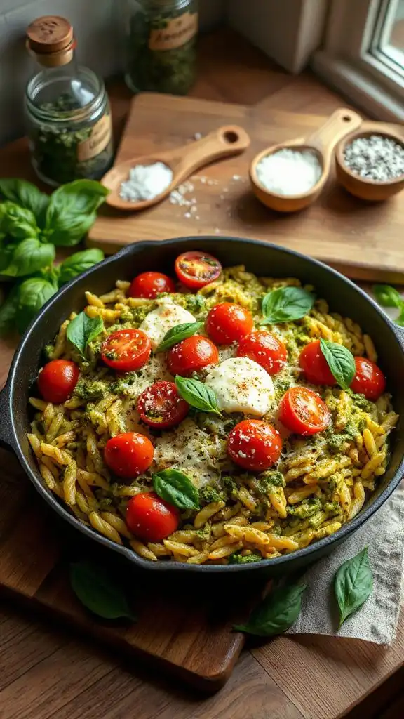 pesto tomato basil orzo bake