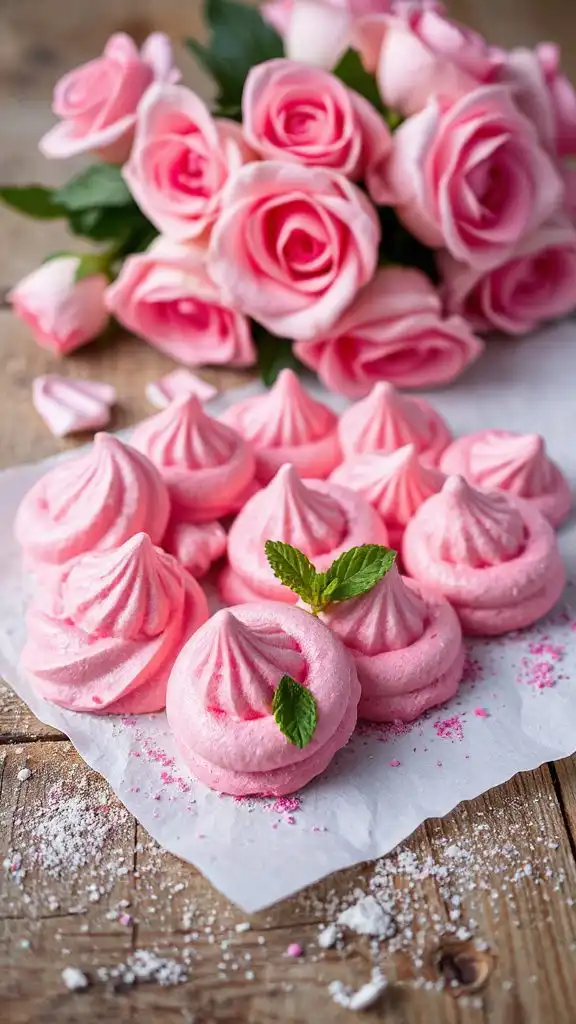 pink swirled meringue kisses recipe