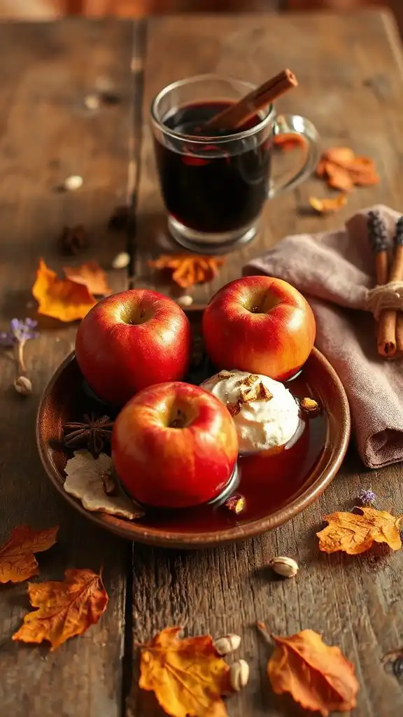 poached apples in wine