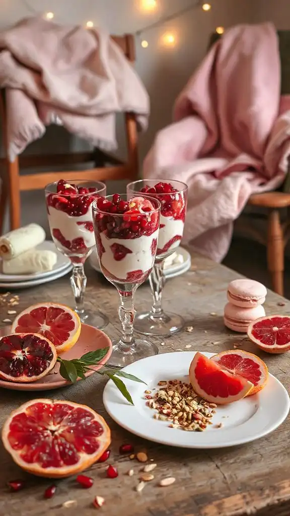 pomegranate yogurt granola parfaits