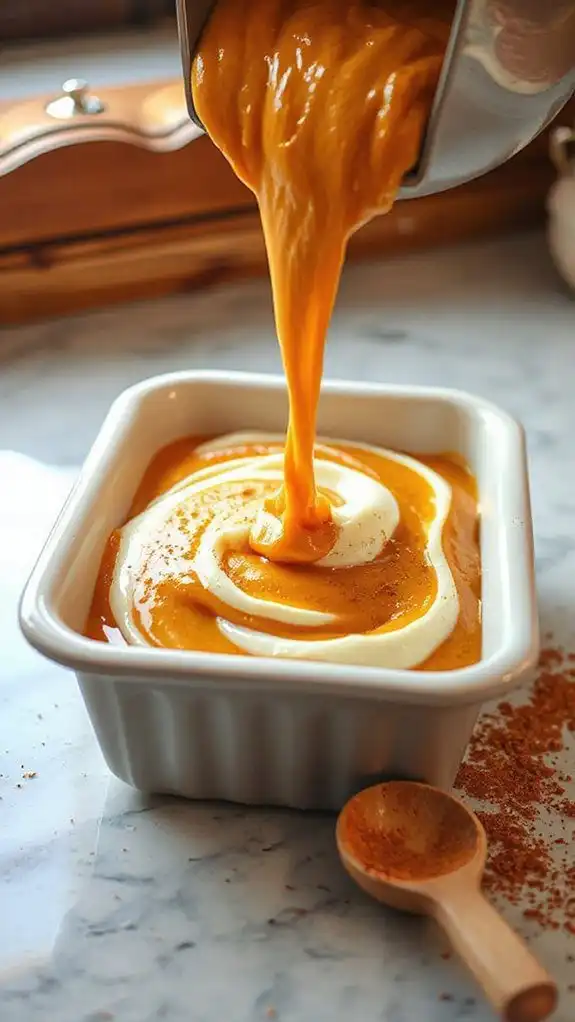 pour batter into pan