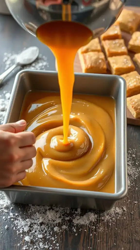 pour butterscotch mixture evenly