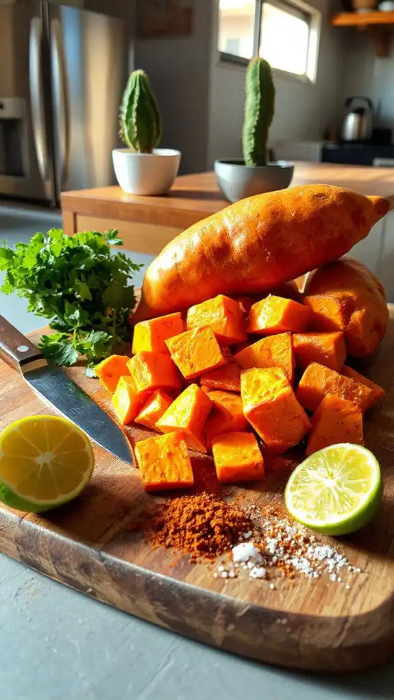 prepare diced sweet potatoes