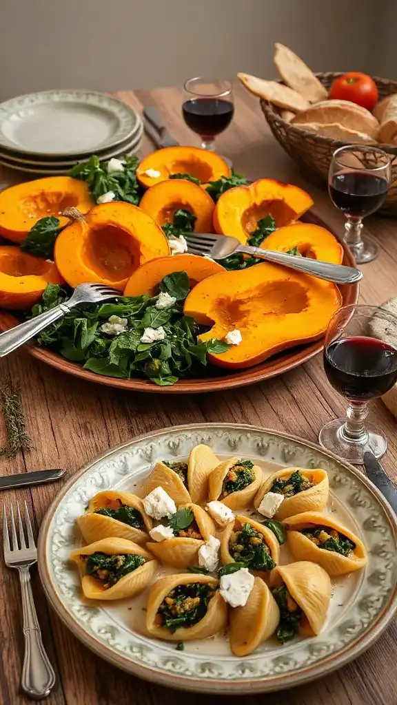 pumpkin and spinach stuffed shells