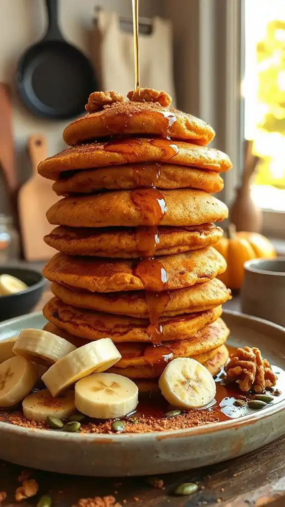 pumpkin banana protein pancakes