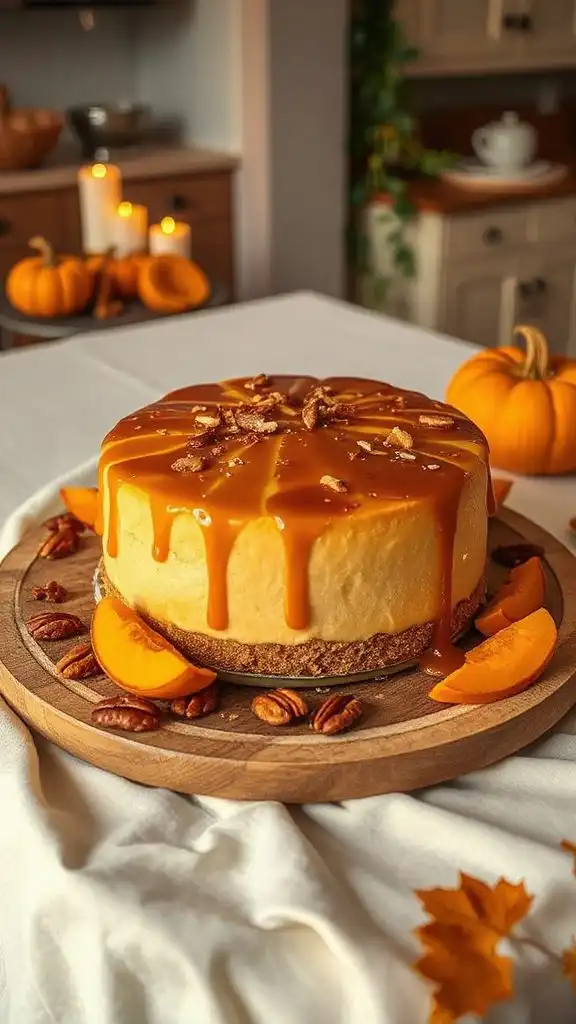 pumpkin cheesecake with caramel