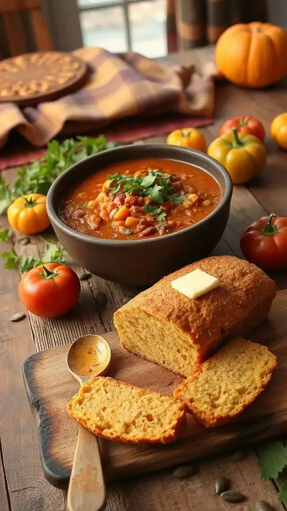 pumpkin chili with cornbread