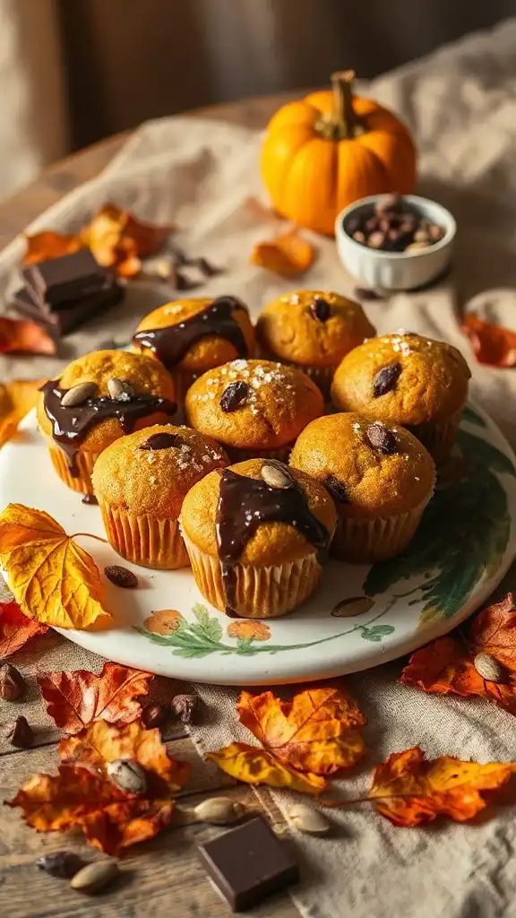 pumpkin chocolate mushroom muffins