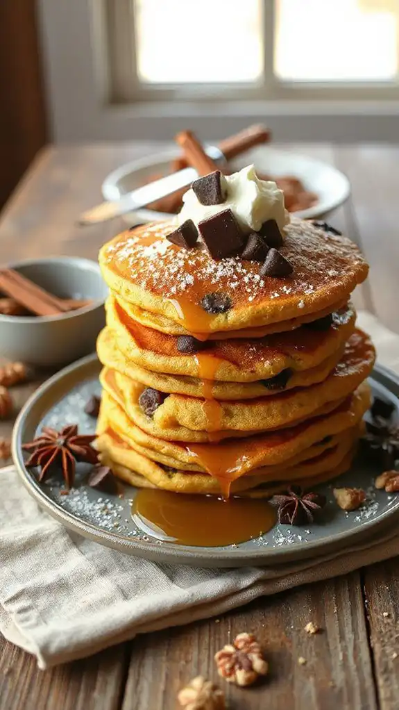 pumpkin chocolate protein pancakes