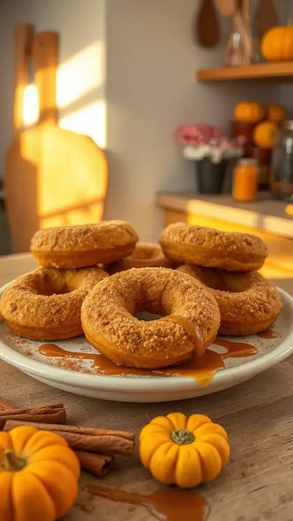pumpkin cinnamon sugar doughnuts