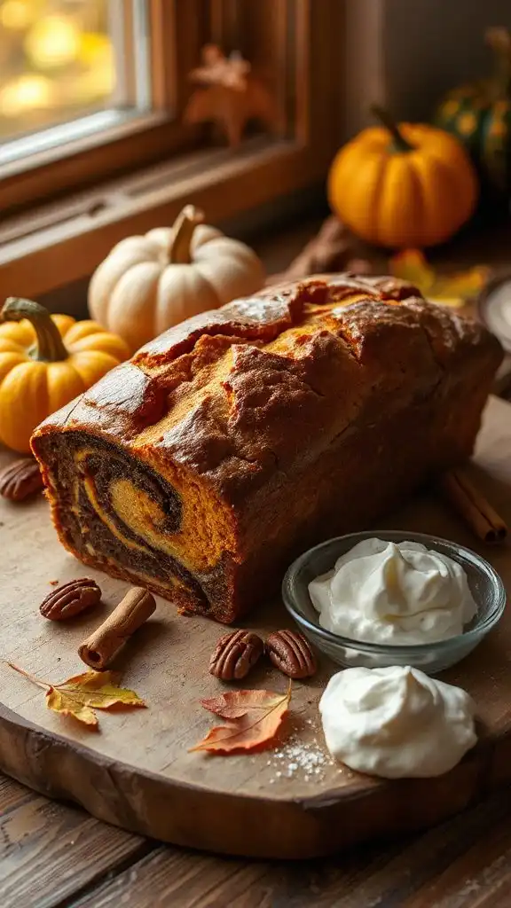 pumpkin cocoa marbled bread
