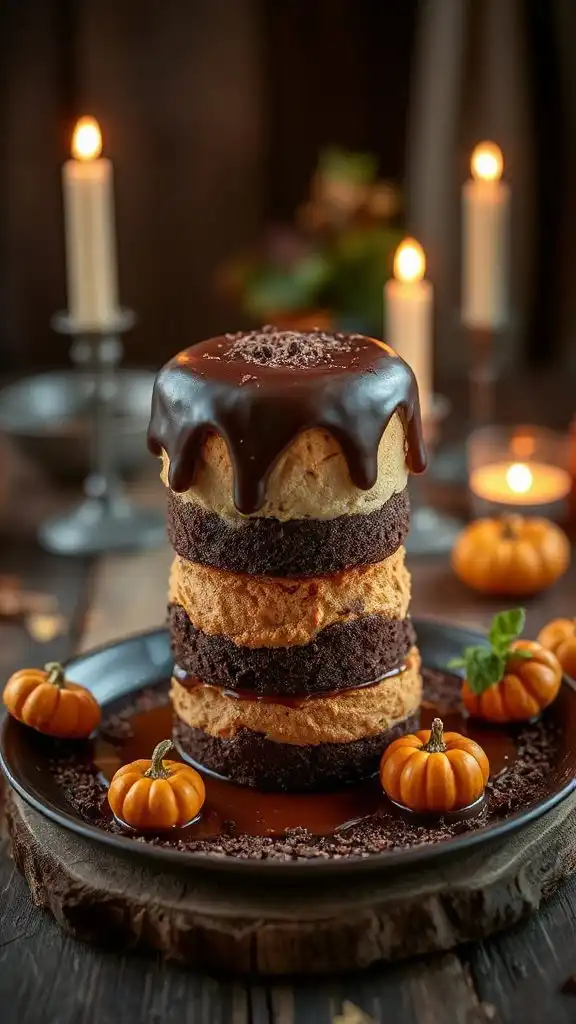 pumpkin dark chocolate cheesecake