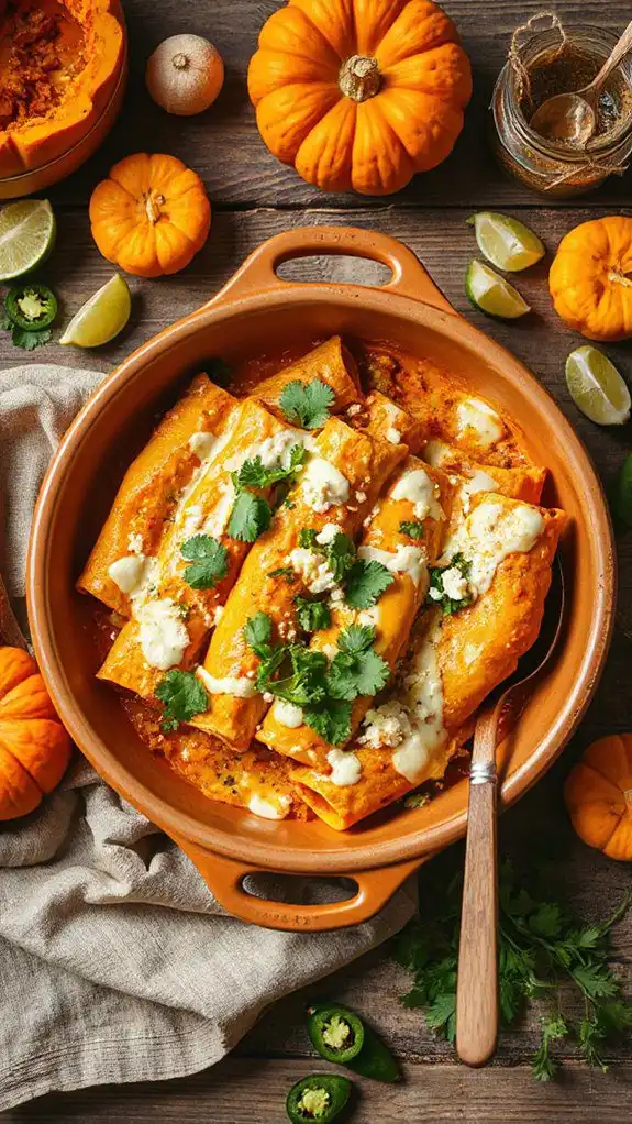 pumpkin enchiladas with sauce pumpkin enchiladas with sauce