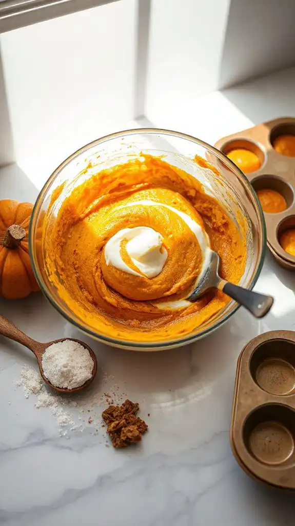 pumpkin muffin batter preparation pumpkin muffin batter preparation